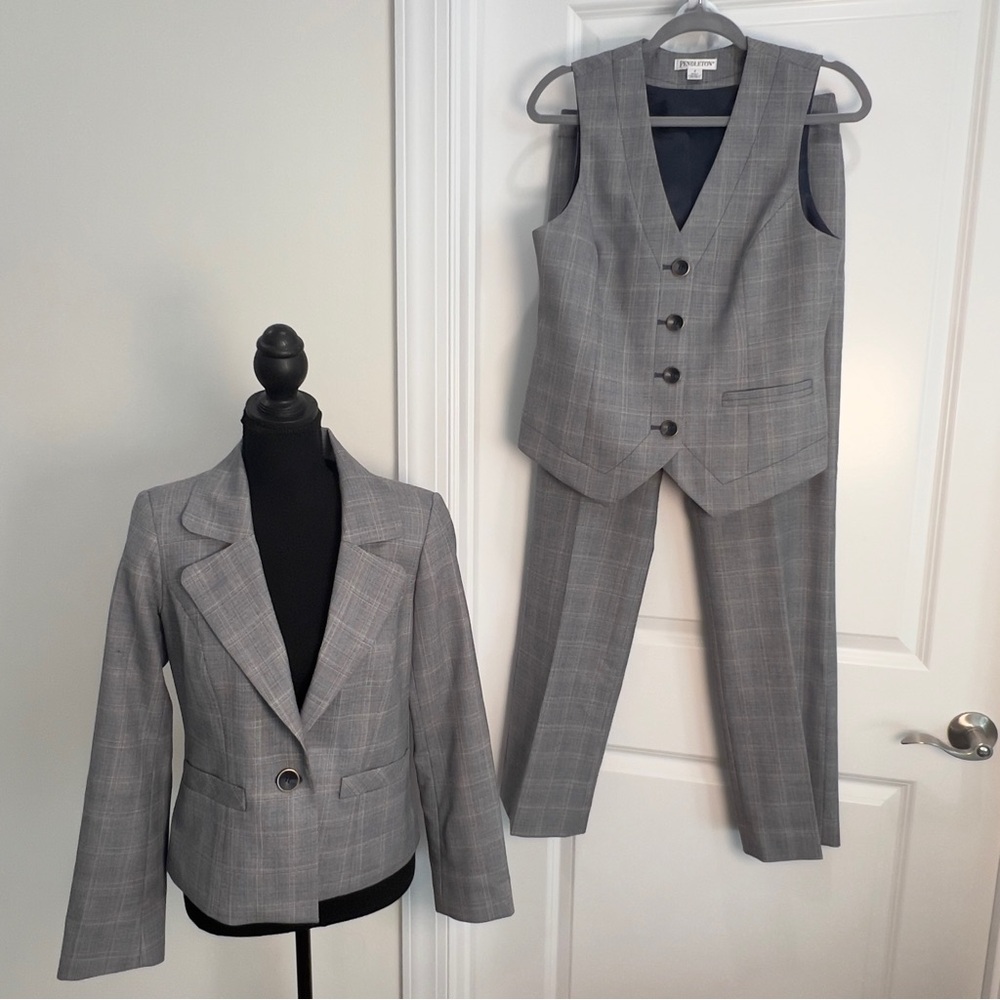 Pendleton Gray Plaid Tailored Single-Button Virgi… - image 11